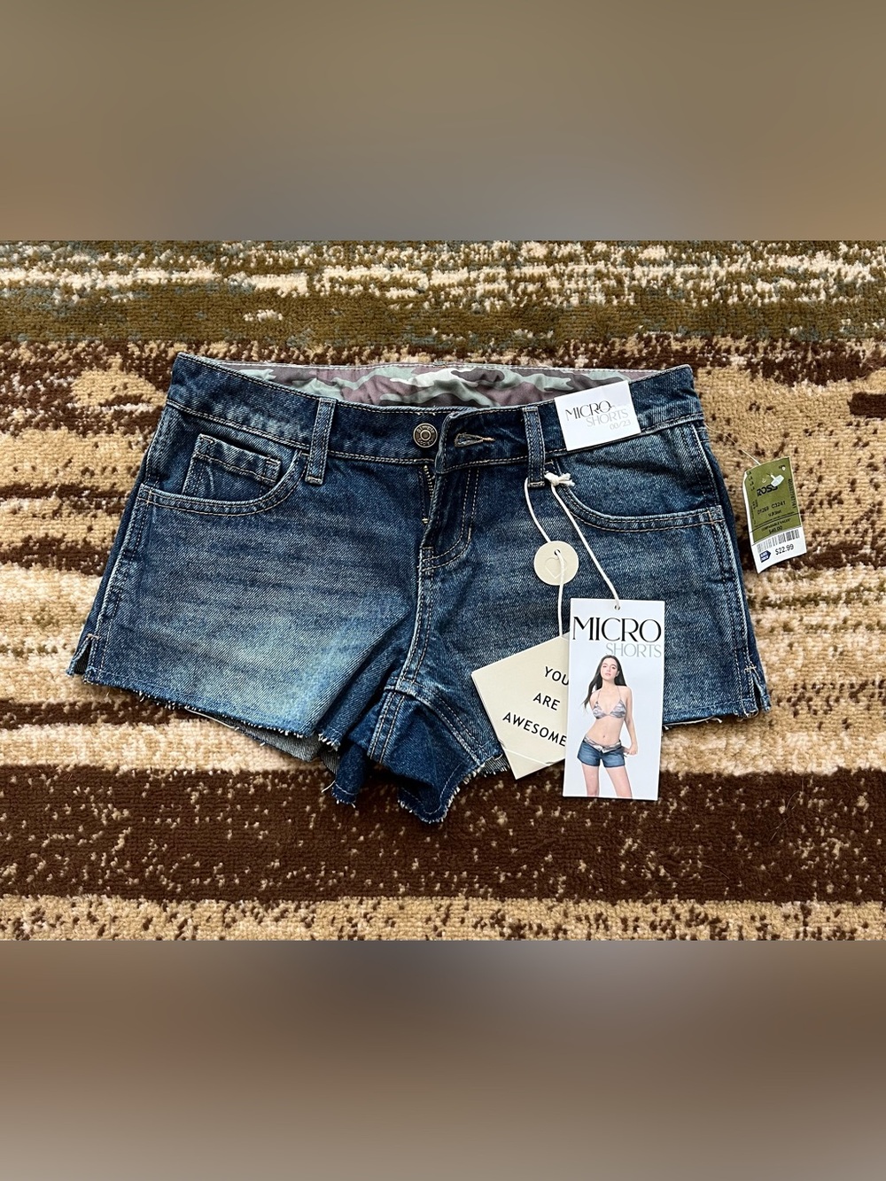 NWT Simple Society Denim & Camouflage MicroShorts